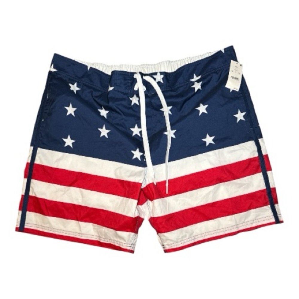 NEW! Bioworld American Flag Patriotic Murica Swim Shorts XXL